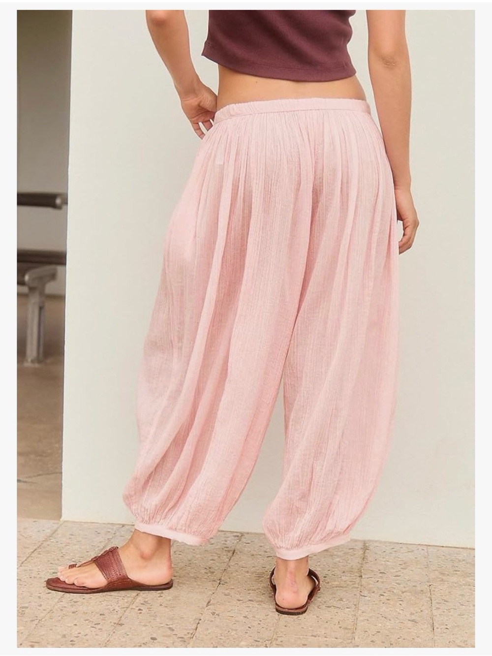 NWT SILKY LIKE Light Pink Relaxed Balloon Pants-S - Picture 6 of 16